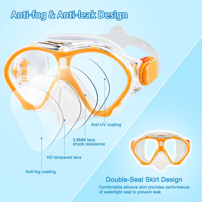 Gintenco Kids Snorkel Set, Diving Mask for Children as Unisex Kids Swimming Goggles, Anti-Fog Diving Mask and Dry Top Snorkel Combo Set for Junior and Youth - Image 4